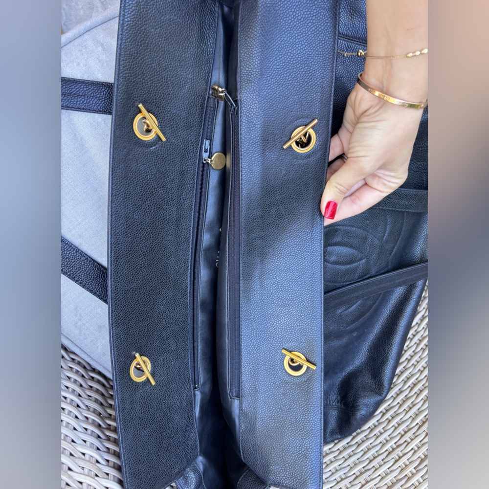Authentic CHANEL SUPERMODEL black caviar leather large tote bag - Picture 9 of 16